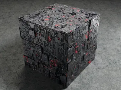 sci-fi cube Low-poly 3D model