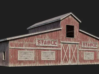 97-98-99-100 - Farm Buildings 4K PBR GameReady Low-poly 3D model