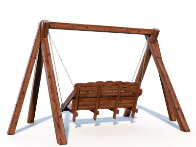 Wooden swing 3D model buy