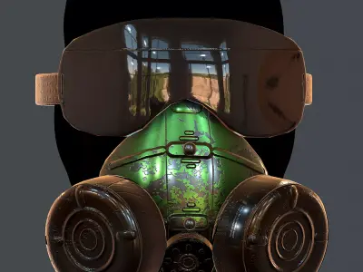 Gas mask helmet 3d model scifi Low-poly  Low-poly 3D model