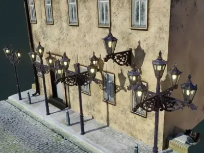 Victorian street lamps set 3D model