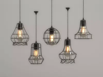 Five Hanging Lights 02 Free 3D model