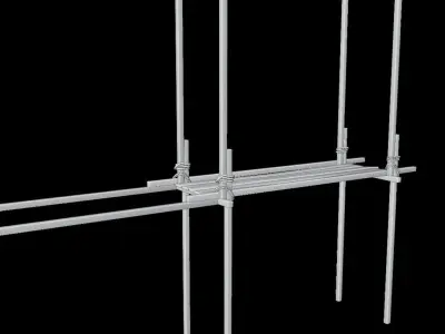 Wooden scaffold tileable set Low-poly 3D model