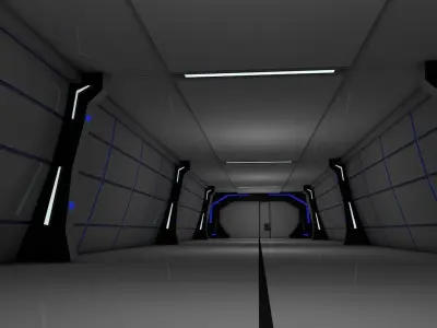 sci fi corridor 3D model 9