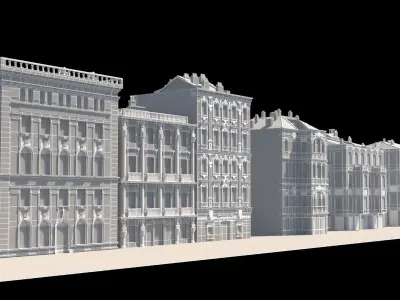 Buildings on street 3D model