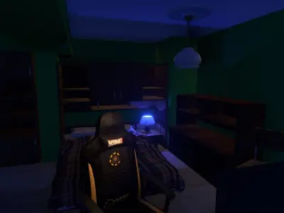 Blender 2 8 Eevee Apartment Interior Rigged Doors and chair Low-poly 3D model