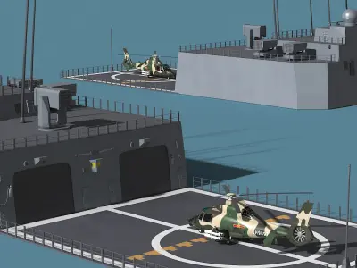  Military Harbin Z-9WZ Helicopter on Naval Ship Deck 