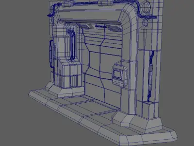 Sci-fi door Low-poly 3D model