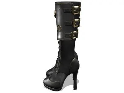 Steampunk High Heel Platform Boots Low-poly 3D model