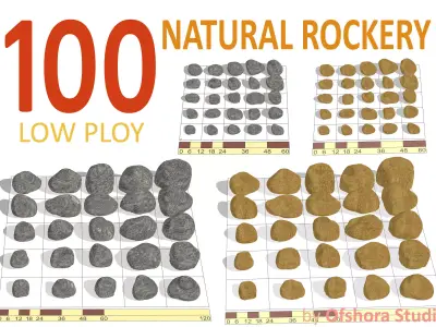 Natural Rockery Low-poly 3D model