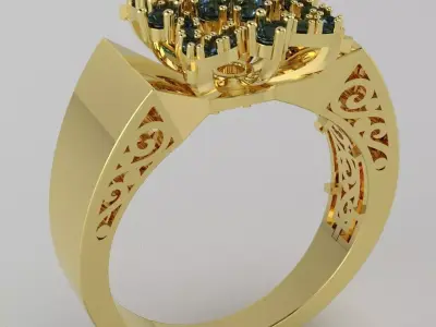 Ring boutique set Blooming Lily 3D print model