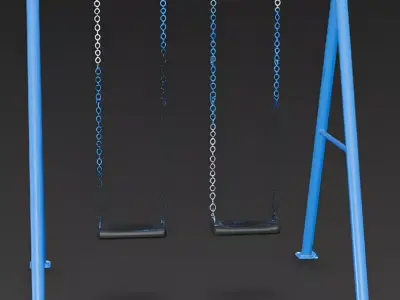 Classic Playground Double Swing Set 3D Model Low-poly 3D model