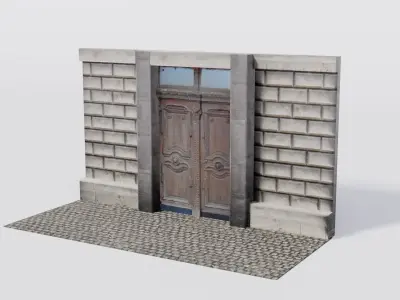 Old wood door Low-poly 3D model 2