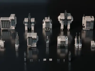 Space Base Sci Fi Buildings and Assets 3D Kit 3D model 3D model