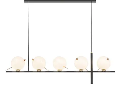 SIGRIN light fixture with five glass balls hanging from it 3D model