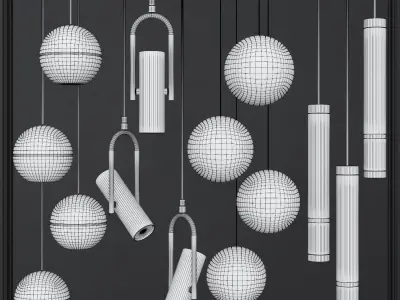 Pendant lights set 023 3D model
