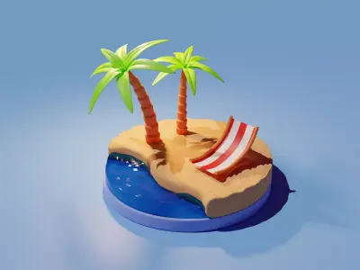 Simple 3D Beach 3D model