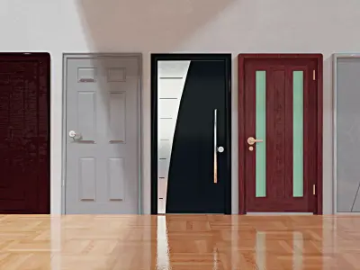 Door Pack l 5 doors no texture Low-poly 3D model