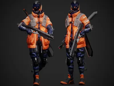 Cyberpunk Bled Robot Low-poly 3D model