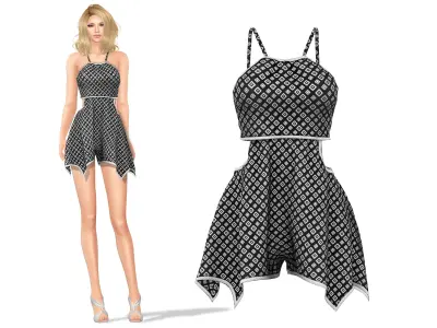 Cutout Mini Willow Skirt Dress Low-poly 3D model