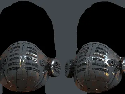 Gas mask helmet 3d model scifi Low-poly Low-poly 3D model Low-poly 3D model