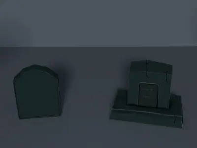Tombstone game ready set of gravestones Low-poly 3D model