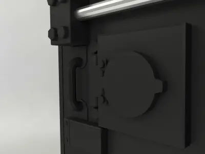 WWII bunker steel secure door Low-poly 3D model