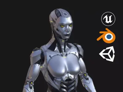 Robot Girl Low-poly 3D model buy