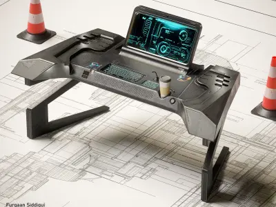Sci-fi Stylized Table V1 PBR Low-poly 3D model
