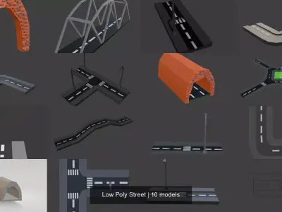 Low Poly Street 3D Model Pack
