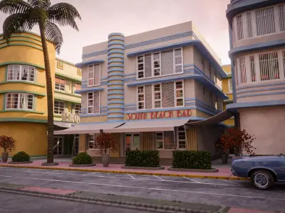MIAMI VICE CITY ART DECO BUILDING 8 Low-poly 3D model