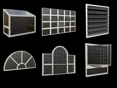 31 Windows Base Mesh with UVs Low-poly 3D model