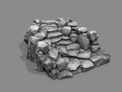 Old Rock Stairs Low-poly 3D model