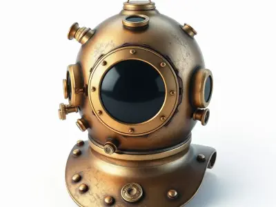 Vintage Brass Diving Helmet Prop Low-poly 3D model