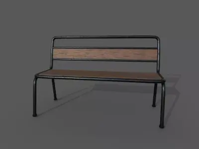 Chair in park or garden Low-poly 3D model