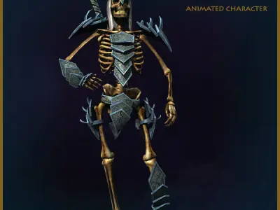 Skeleton Warlord Light Version Low-poly 3D model