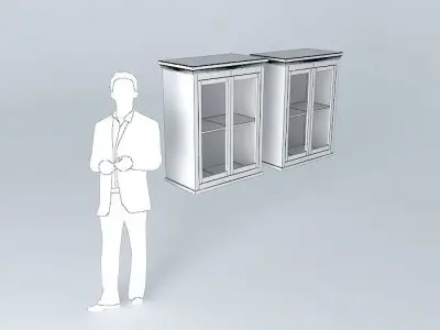 2-door Wall Cabinet white and brown Free 3D model