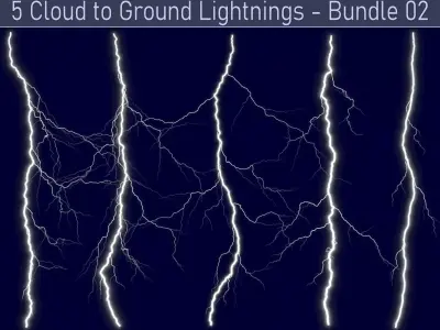 Realistic Lightnings Bundle 02 - 5 pack CG