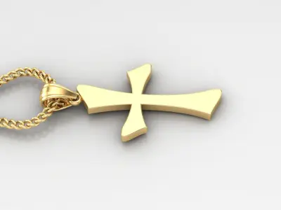 Light Gold 18K Cross Pendant 1CP034 3D print model