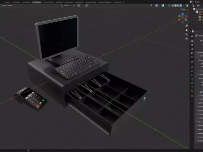 Cash Register Low-poly 3D model