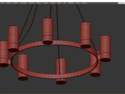 Silo 8 Light Clear Frosted Glass Chandelier Low-poly 3D model