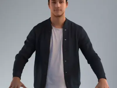 Rigged 3D male in casual attire Low-poly 3D model