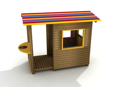 Kids Game Play Equipment 010 Wood Little Kitchen House 3D model