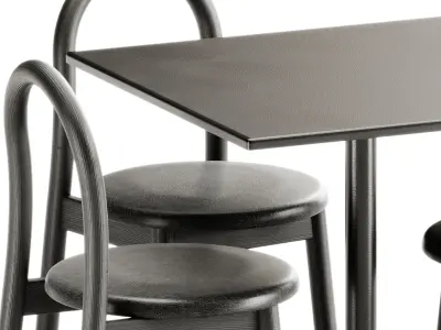 Bobby Upholstered Chair and Linear Steel Cafe Table by Muuto 3D model