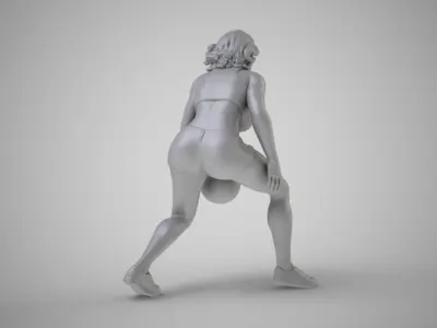 Girl Plays Street Basketball 3D print model