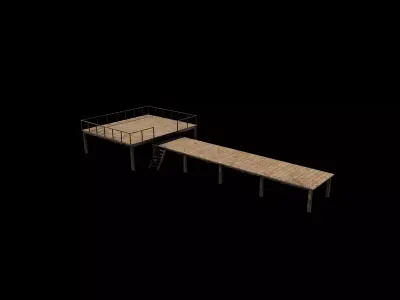 Wooden pier river dock  3D model