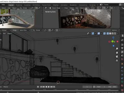 Small interior set Free 3D model