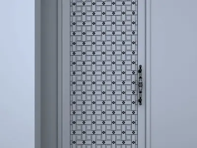 3d Door metal with pattern Low-poly 3D model
