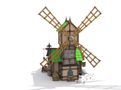 cartoon mill Low-poly 3D model purchase