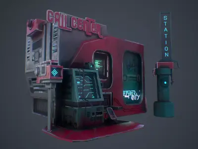 Sci-fi Call Center Low-poly 3D model
